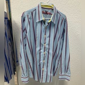 Robert Graham blue/purple striped long sleeve button up shirt, 2XL
